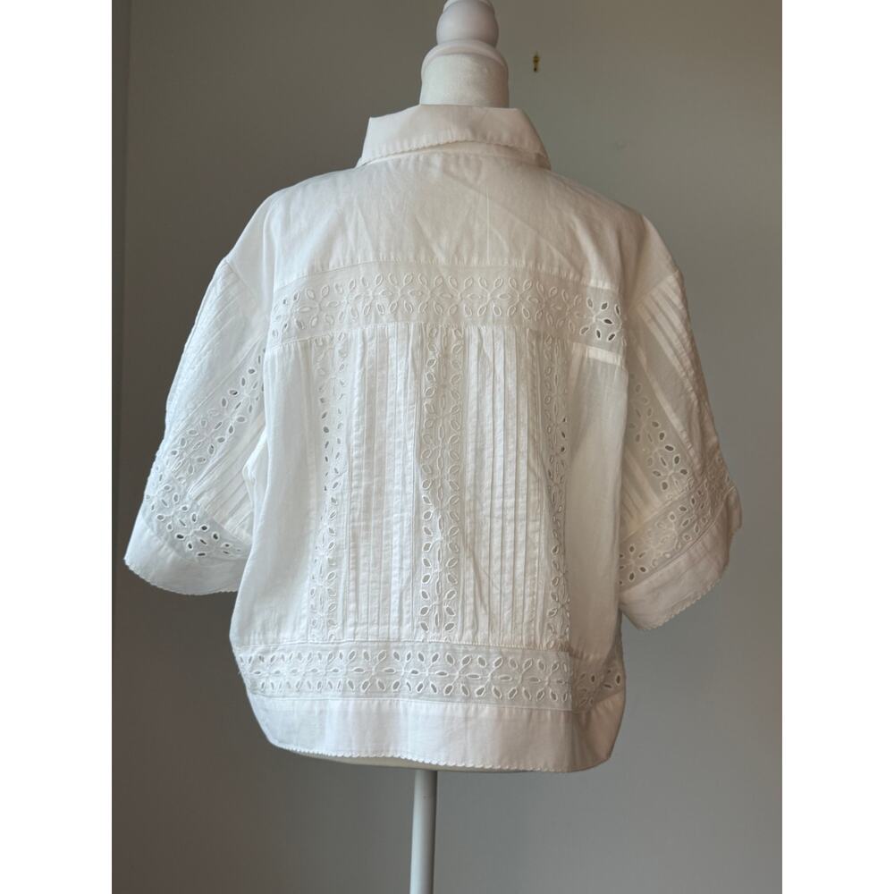 ME + EM COTTON VOILE BROIDERY CROPPED SHIRT - Picture 4 of 4